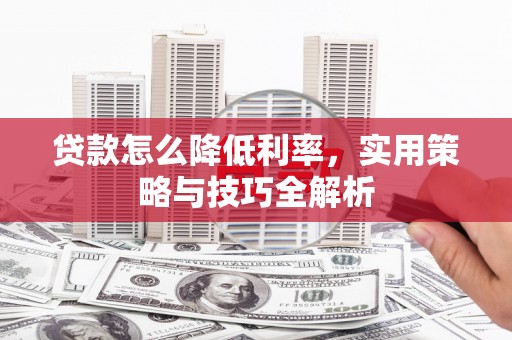 阳东贷款怎么降低利率，实用策略与技巧全解析