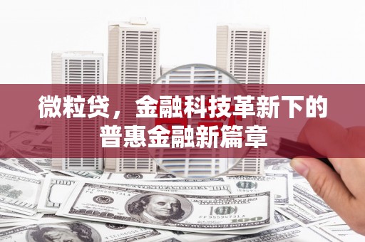 阳东微粒贷，金融科技革新下的普惠金融新篇章