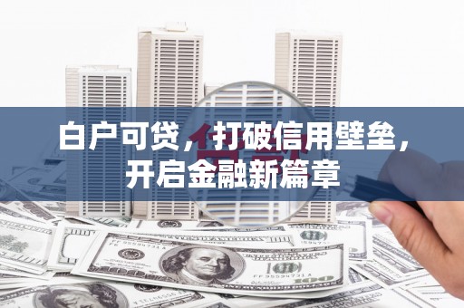 阳东白户可贷，打破信用壁垒，开启金融新篇章