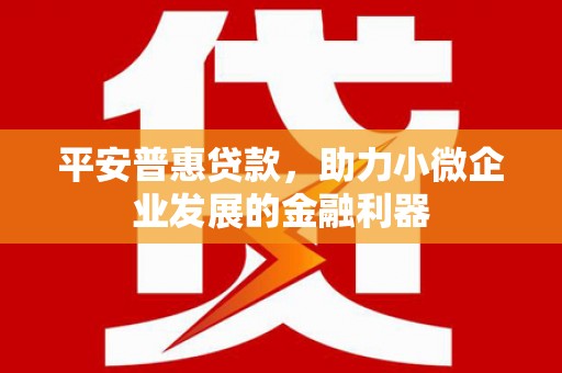 阳东平安普惠贷款，助力小微企业发展的金融利器