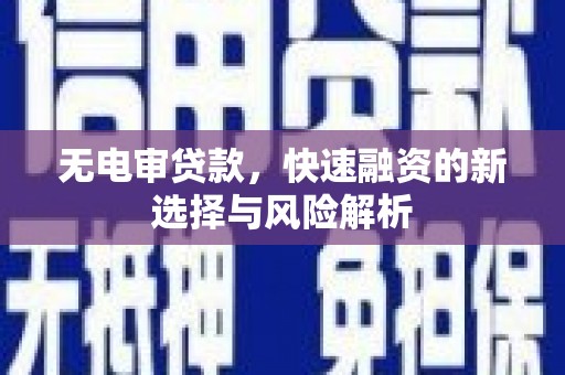 阳东无电审贷款，快速融资的新选择与风险解析