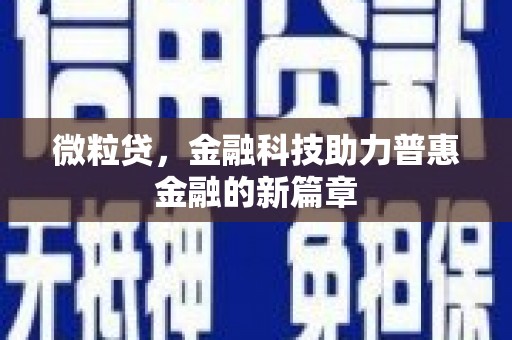 阳东微粒贷，金融科技助力普惠金融的新篇章