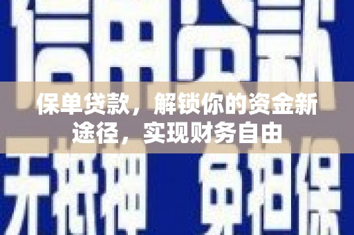 阳东保单贷款，解锁你的资金新途径，实现财务自由